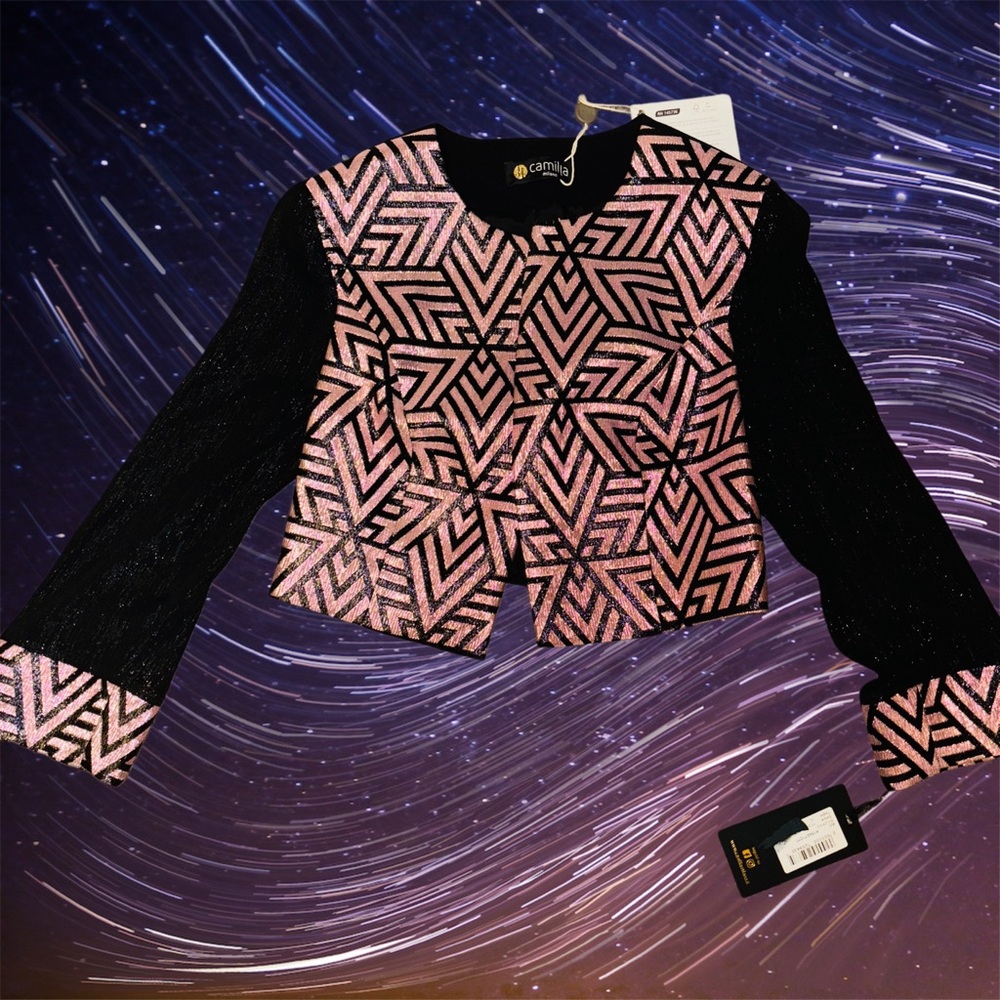 Camilla Pink and Black Patterned Bolero Jacket NWT